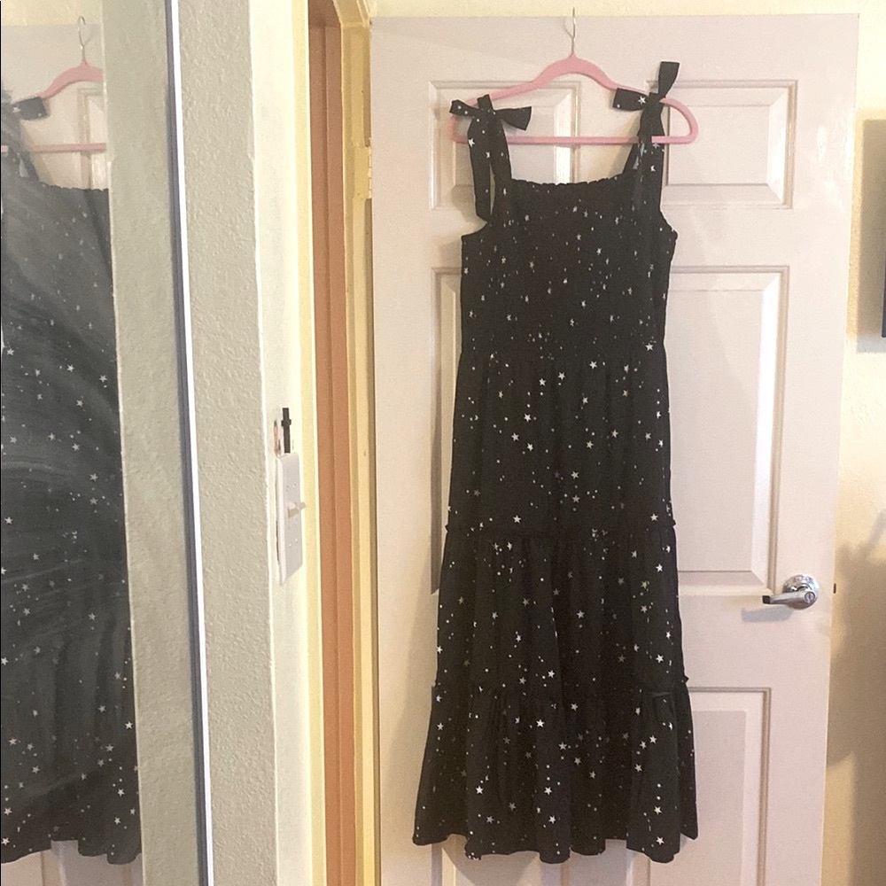 NWT Lacey Chabert Black & White Star Maxi Sundress,Size L